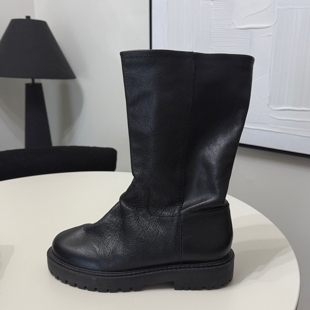 Arezzo Black real Leather under the Knee Boots size 8 wide calf - Picture 2 of 6